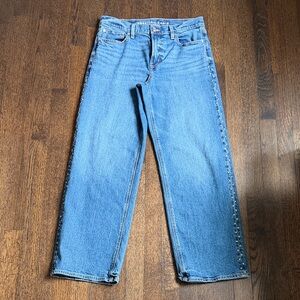 American Eagle stove pipe Jean with side detail.